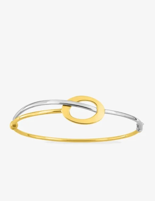 Bracelet jonc ouvrant bicolore en or jaune 375 ‰ SO OR