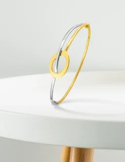 Bracelet jonc ouvrant bicolore en or jaune 375 ‰ SO OR