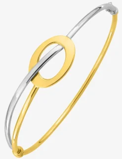 Bracelet jonc ouvrant bicolore en or jaune 375 ‰ SO OR