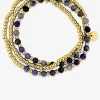 Bracelet élastique 3 rangs, acier doré et lapis-lazuli bleu SO OR