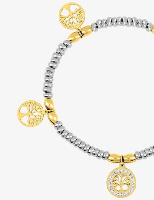Bracelet élastique acier bicolore et motifs SO OR