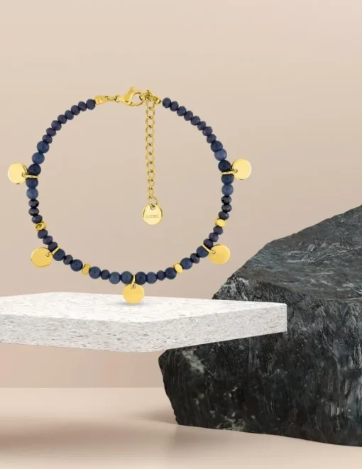 Bracelet élastique acier bleu et doré SO OR