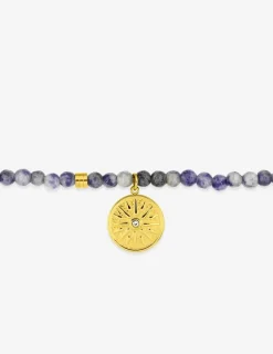 Bracelet élastique acier doré et lapis-lazuli bleue SO OR