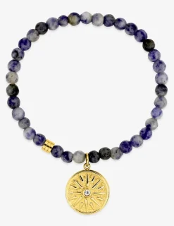 Bracelet élastique acier doré et lapis-lazuli bleue SO OR