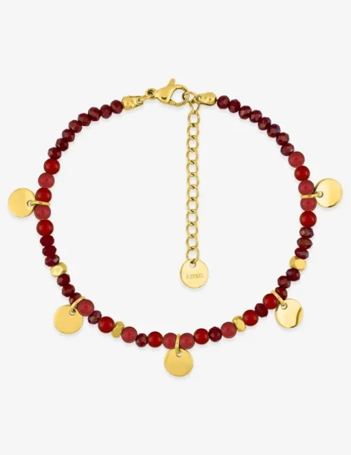 Bracelet élastique acier rouge et doré SO OR