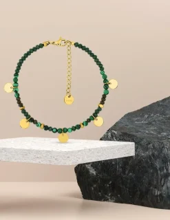Bracelet élastique acier vert et doré SO OR