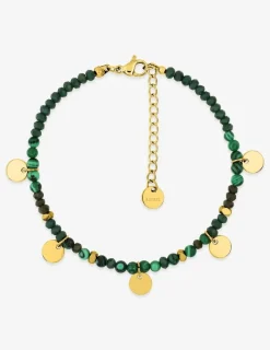 Bracelet élastique acier vert et doré SO OR