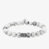 Bracelet élastique agate blanche et breloque acier SO OR