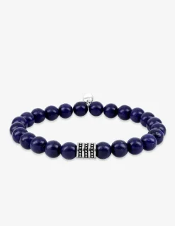 Bracelet élastique agate bleue et breloque acier SO OR
