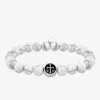 Bracelet élastique agate blanche et breloque croix acier SO OR