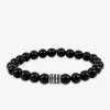 Bracelet élastique agate noire et breloque acier SO OR