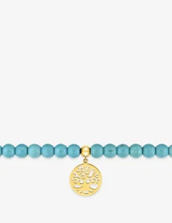 Bracelet élastique arbre de vie acier doré et turquoises SO OR