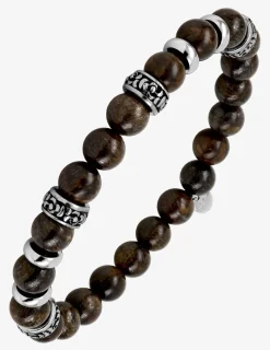 Bracelet élastique bronzite et breloques acier SO OR