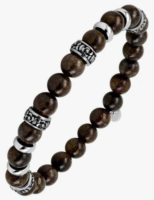 Bracelet élastique bronzite et breloques acier SO OR