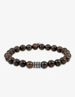 Bracelet élastique bronzite et breloque acier SO OR