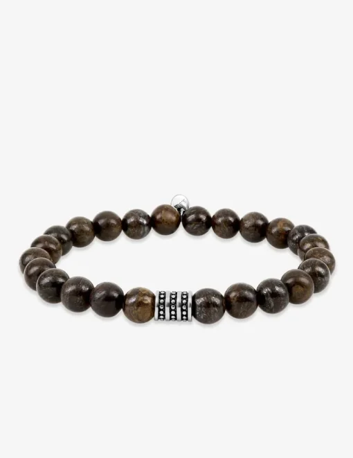 Bracelet élastique bronzite et breloque acier SO OR