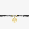 Bracelet élastique cristal noir et pampille acier doré SO OR
