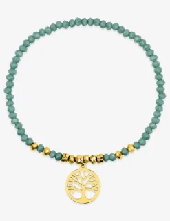 Bracelet élastique cristal turquoise et acier doré SO OR