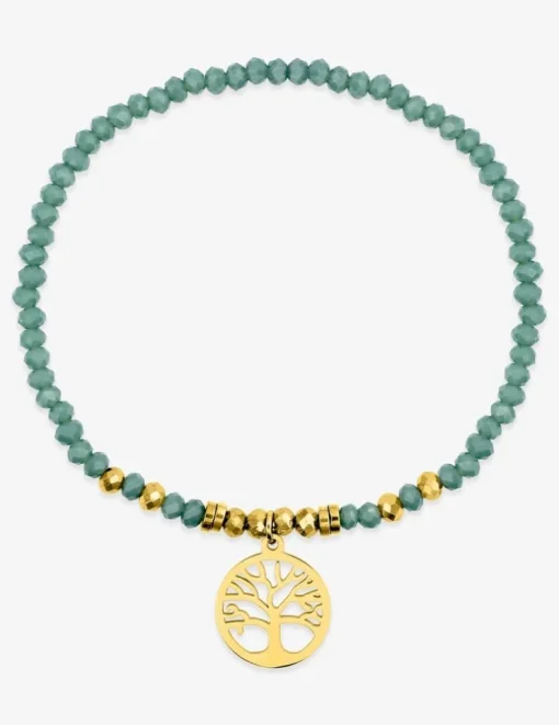 Bracelet élastique cristal turquoise et acier doré SO OR
