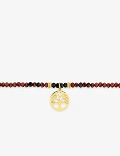 Bracelet élastique cristal rouge et acier doré SO OR