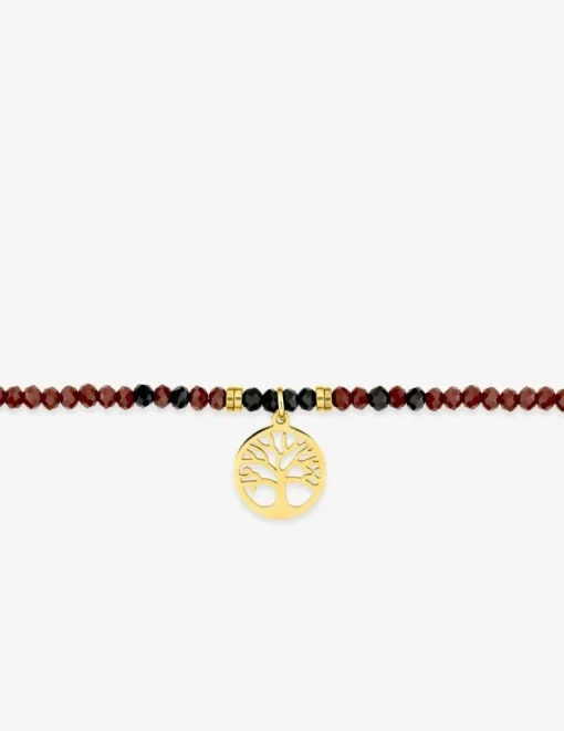 Bracelet élastique cristal rouge et acier doré SO OR