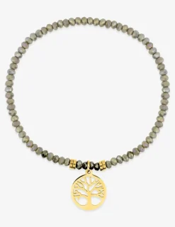 Bracelet élastique cristal gris et acier doré SO OR