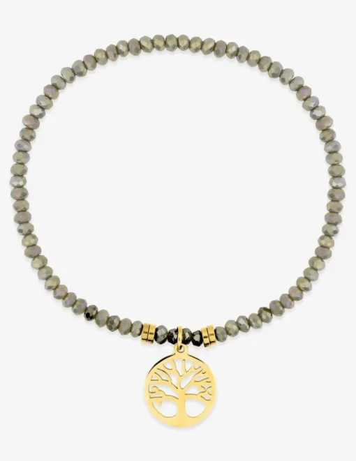 Bracelet élastique cristal gris et acier doré SO OR