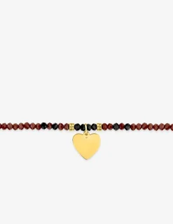 Bracelet élastique cristal rouge et motif cœur acier doré SO OR