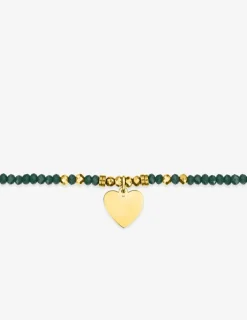 Bracelet élastique cristal turquoise et motif cœur acier doré SO OR