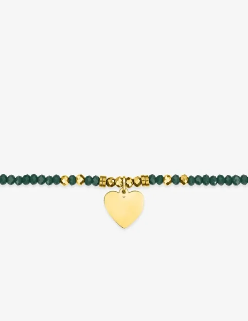 Bracelet élastique cristal turquoise et motif cœur acier doré SO OR