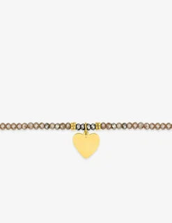 Bracelet élastique cristal rose et motif cœur acier doré SO OR