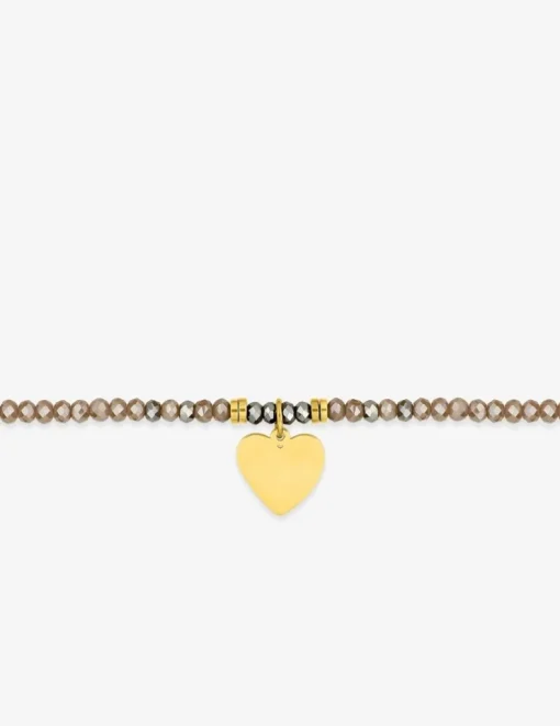 Bracelet élastique cristal rose et motif cœur acier doré SO OR