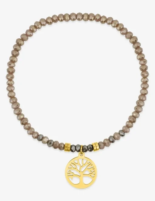Bracelet élastique cristal rose et acier doré SO OR