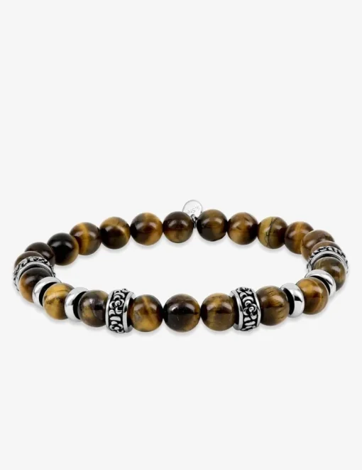 Bracelet élastique œil-de-tigre acier SO OR