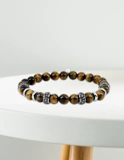 Bracelet élastique œil-de-tigre acier SO OR