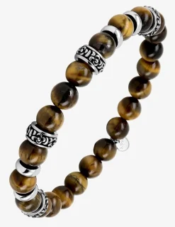 Bracelet élastique œil-de-tigre acier SO OR