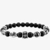 Bracelet élastique obsidienne et acier noirci SO OR