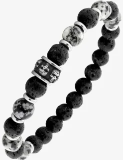 Bracelet élastique obsidienne et acier noirci SO OR
