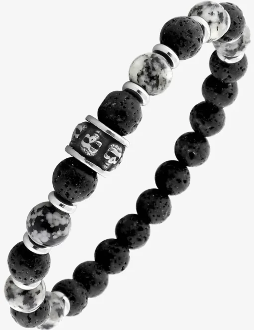 Bracelet élastique obsidienne et acier noirci SO OR