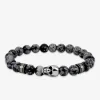 Bracelet élastique perles grises et tête de mort acier SO OR