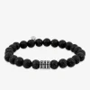Bracelet élastique pierre de lave acier SO OR