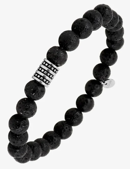 Bracelet élastique pierre de lave acier SO OR