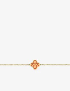 Bracelet Lorever Or jaune 375‰, motif laque corail SO OR