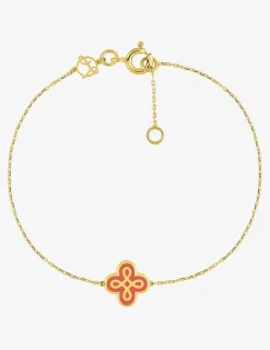 Bracelet Lorever Or jaune 375‰, motif laque corail SO OR