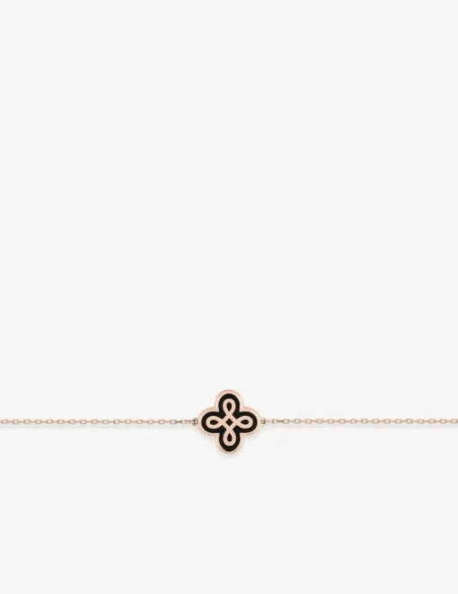Bracelet Lorever Or rose 375‰, motif laque noir de Jais SO OR