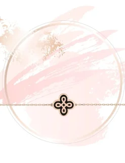 Bracelet Lorever Or rose 375‰, motif laque noir de Jais SO OR