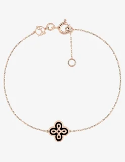 Bracelet Lorever Or rose 375‰, motif laque noir de Jais SO OR