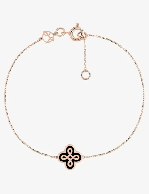 Bracelet Lorever Or rose 375‰, motif laque noir de Jais SO OR
