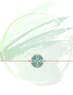 Bracelet Lorever Or rose 375‰, motif jeton laque verte aqua SO OR