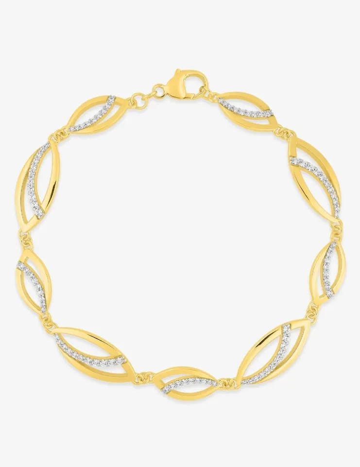 Bracelet losanges bicolores plaqué or, rhodium et oxydes de zirconium SO OR